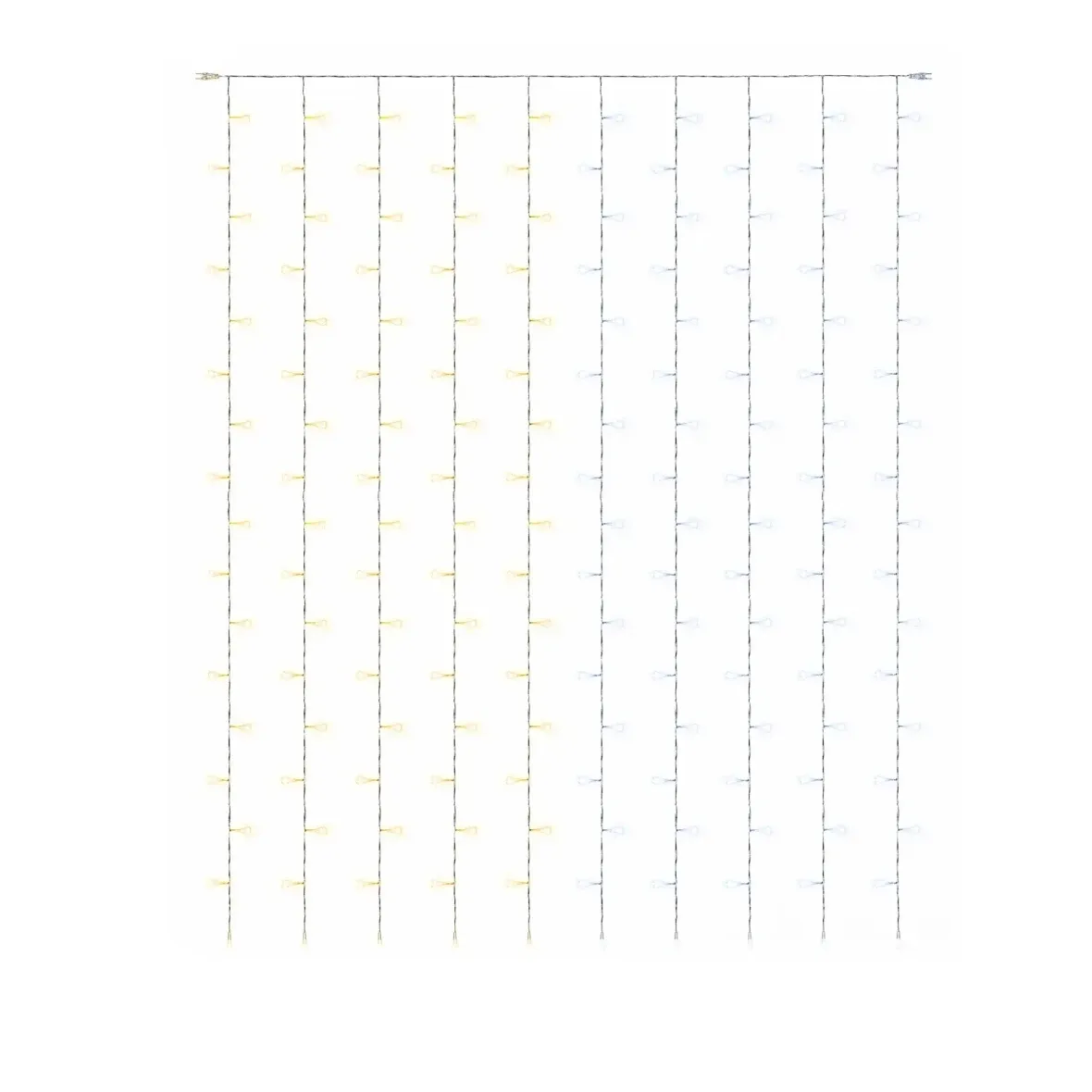 Easy Fix LED-Lichterkette für den Außenbereich, 100 × 150 cm, zweifarbig (kalt- und warmweiß), 150 LEDs, weißes Kabel, IP44, Verlängerungskabel