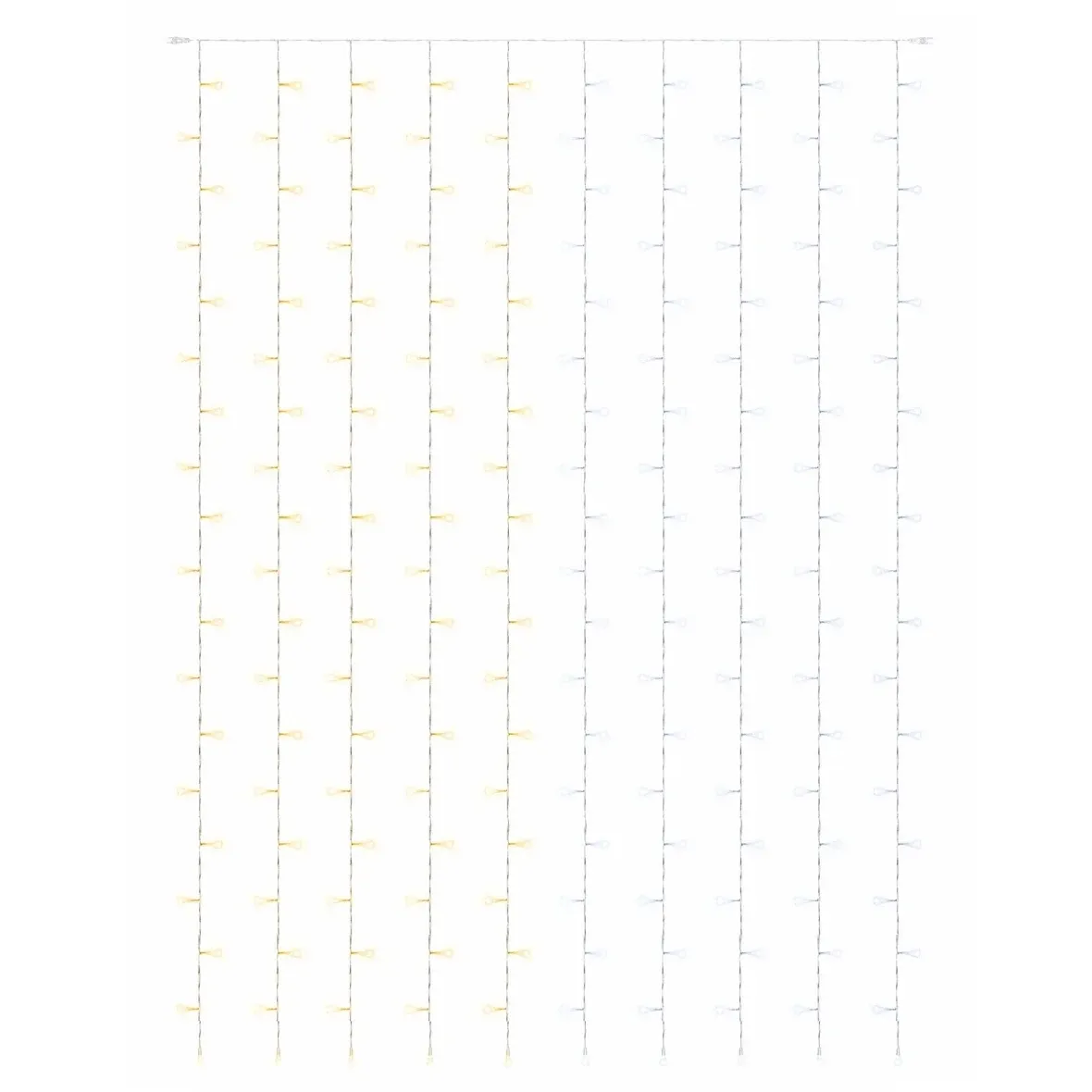 Easy Fix LED-Lichterkette für den Außenbereich, 100 × 300 cm, zweifarbig umschaltbar (warmweiß und kaltweiß), 300 LEDs, weißes Kabel, IP44, Verlängerungskabel