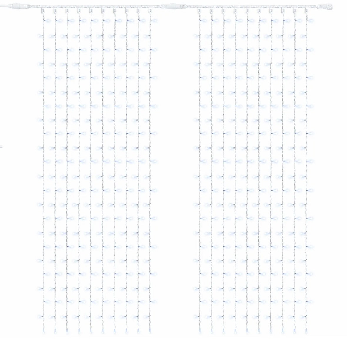 Easy Fix LED-Lichtvorhang Outdoor 200 × 300 cm, eisweiß mit FLASH, 600 LEDs, weißes IP67-Kabel, Verlängerung