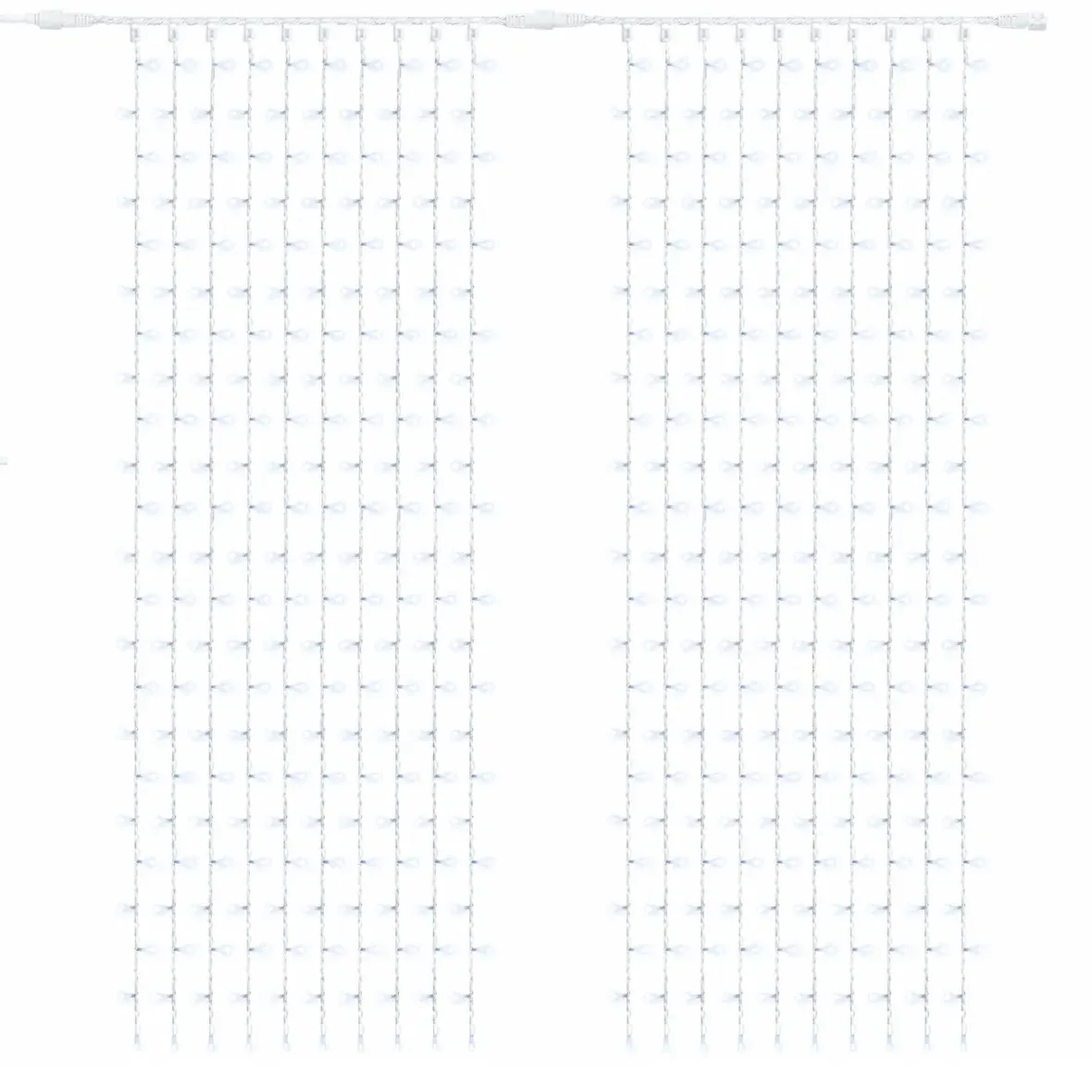 Easy Fix LED-Lichtvorhang Outdoor 200 × 300 cm, eisweiß mit FLASH, 600 LEDs, weißes IP67-Kabel, Verlängerung