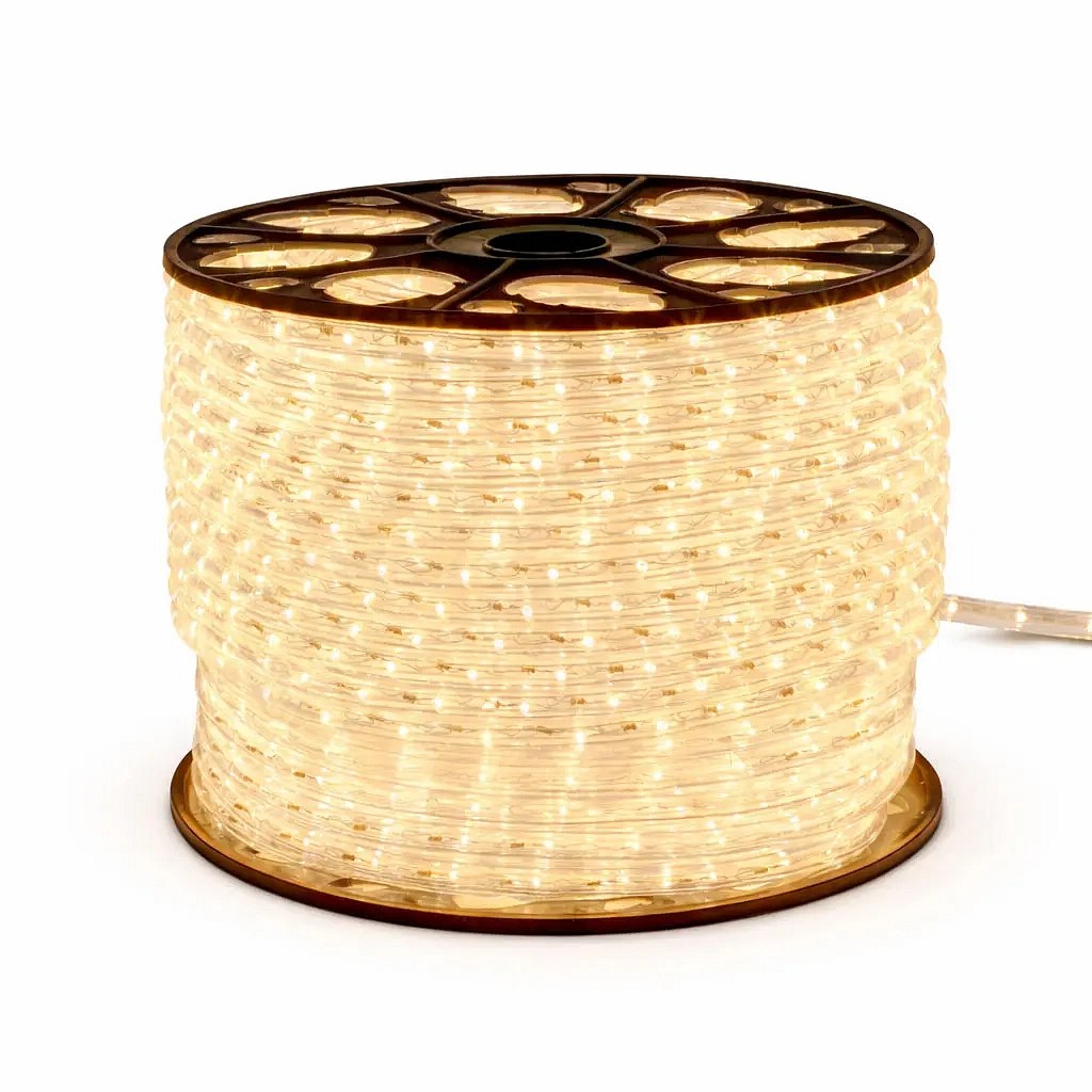 Easy Fix LED-Lichterkette für den Außenbereich, 100 m, warmweiß, transparentes Kabel, IP44, Spule