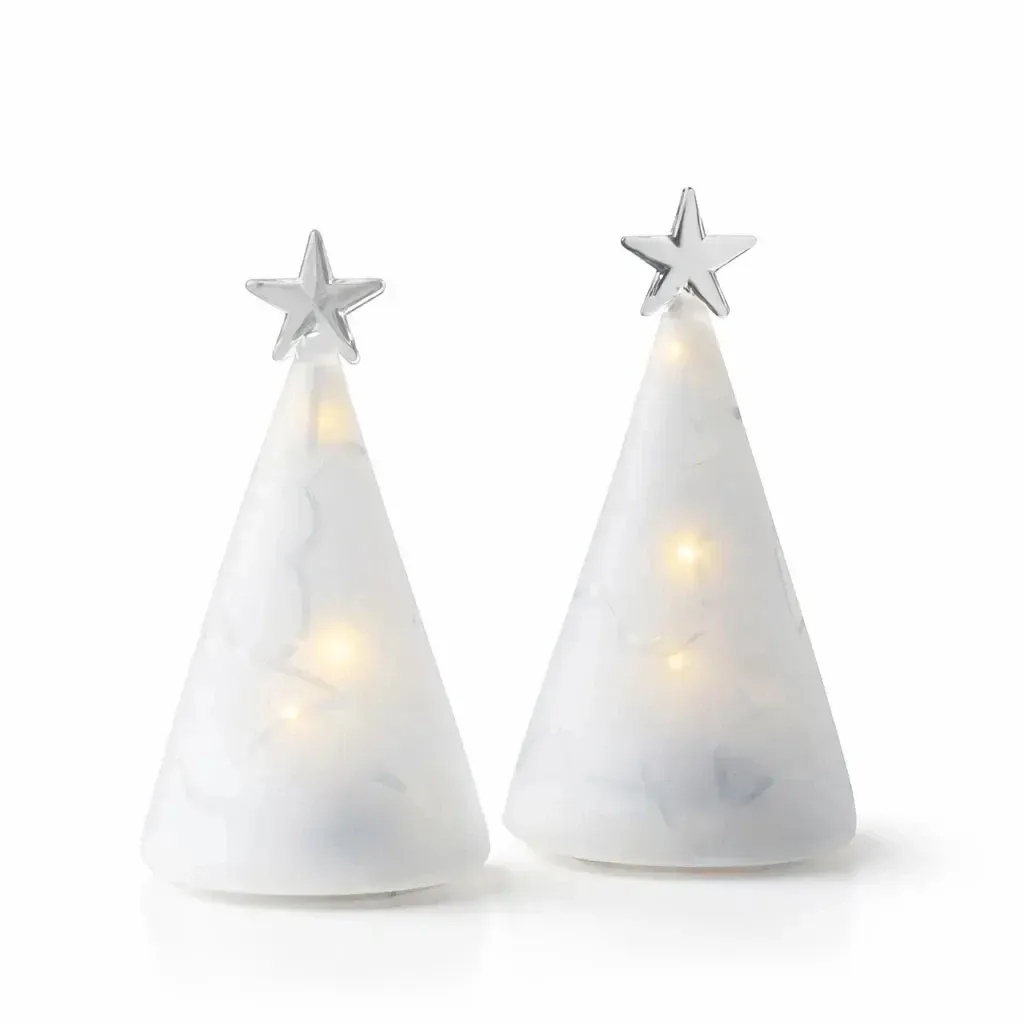 LED-Lichtbaum aus Glas, 2er-Set, klar, 11,5 cm gefroren