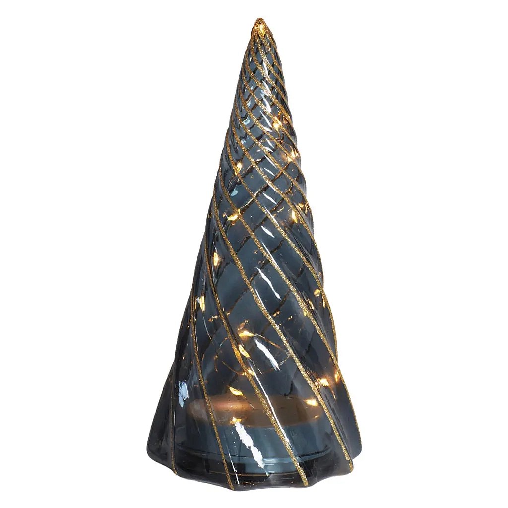 LED-Weihnachtsbaum, aus Glas, 23,5 × 11,5 cm, schwarz