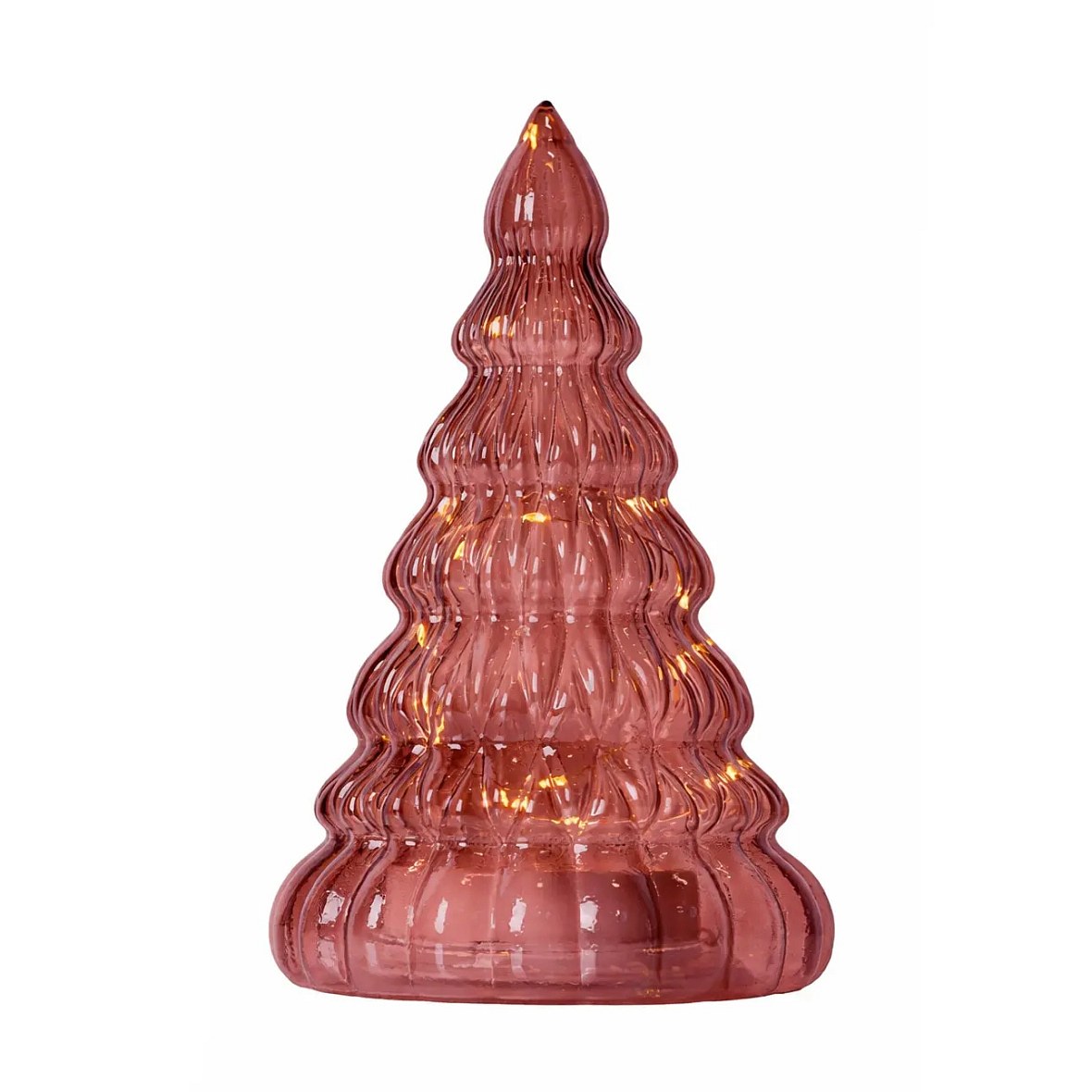 LED-Weihnachtsbaum mit Batteriebetrieb, aus Glas, weinrot,   23,5 × 13 cm, 3× AA
