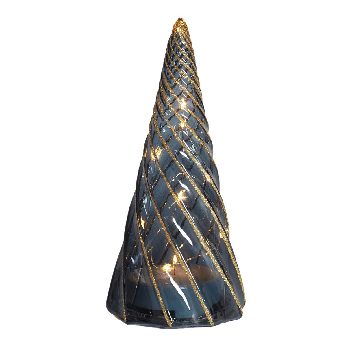 LED-Baum, Glas, schwarz, 19 cm