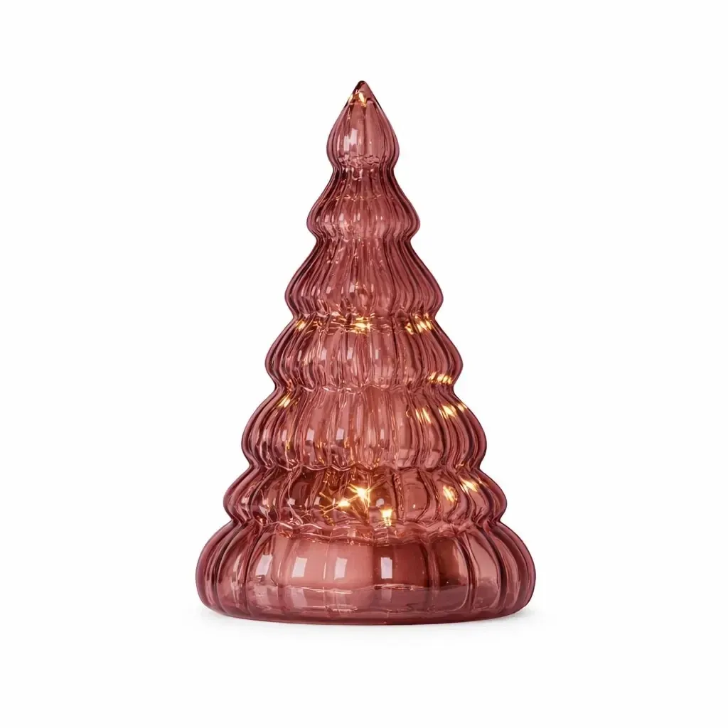 LED-Baum, Glas, bordeauxrot, 16,5 cm