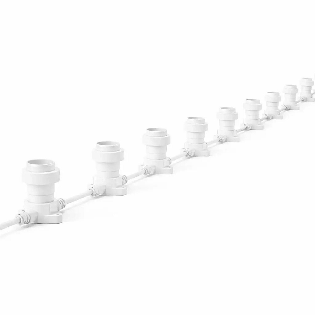 Easy Fix Lichterkette, für den Außenbereich, 10 m für 10 Glühbirnen E27, weißes Kabel, IP67, Verlängerungskabel, ohne Glühbirnen