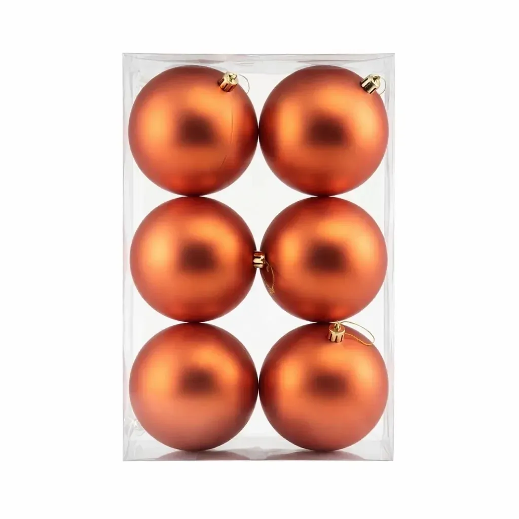 Set Weihnachtsschmuck Kupfer matt 10 cm Kunststoffkugel, 6er-Pack