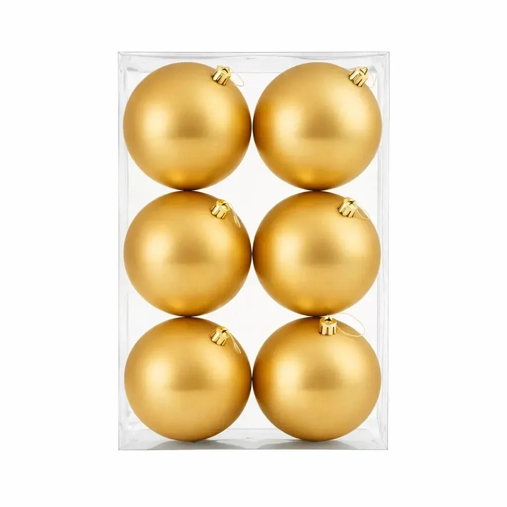 Produktion - Set Weihnachtsschmuck gold matt 10 cm Kunststoffkugel, 6er-Pack