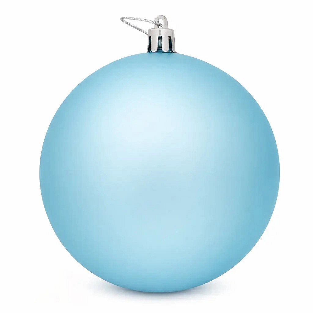 Großes Weihnachtsornament hellblau matt 20 cm Kunststoffkugel