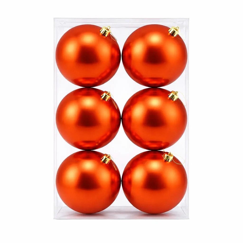 Set Weihnachtsschmuck Kupferglanz 10 cm Kunststoffkugel, 6er-Pack