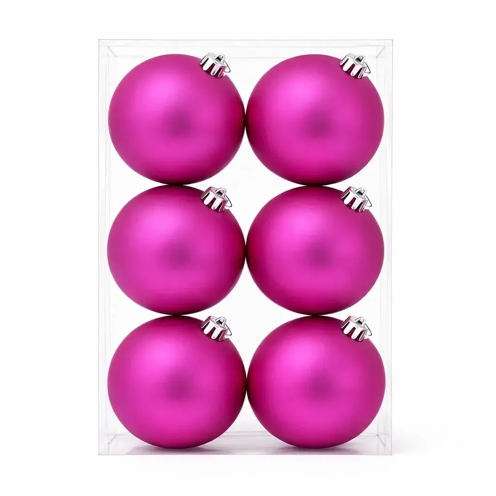 Set Weihnachtsschmuck rosa matt 10 cm Kunststoffkugel, 6er-Pack