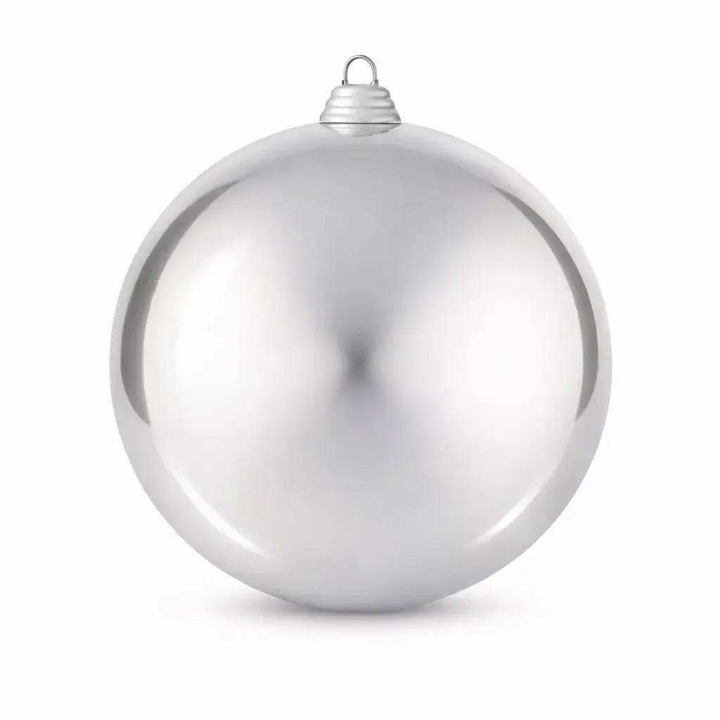 Große Weihnachtskugel 30 cm, silber, glänzend, UV