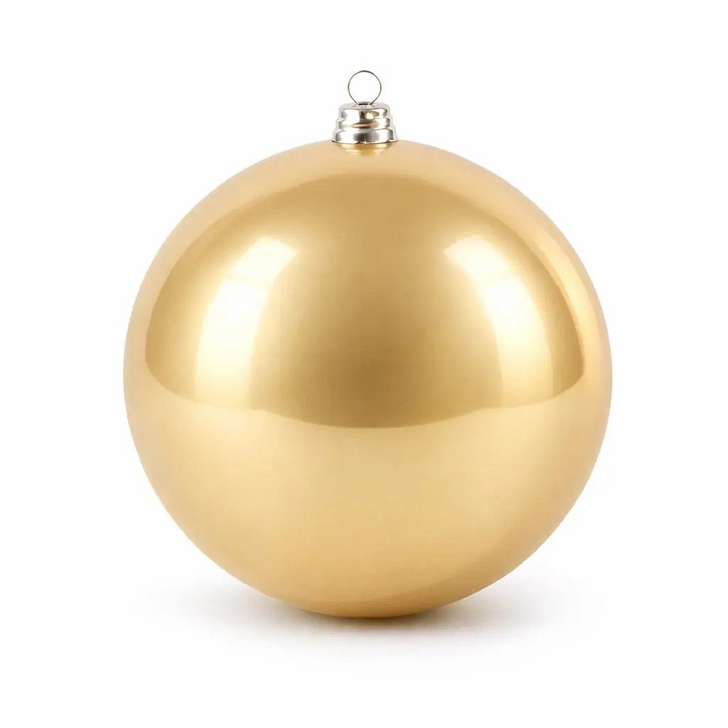 Großes Weihnachtsornament 20 cm Kunststoffkugel Champagner glänzend