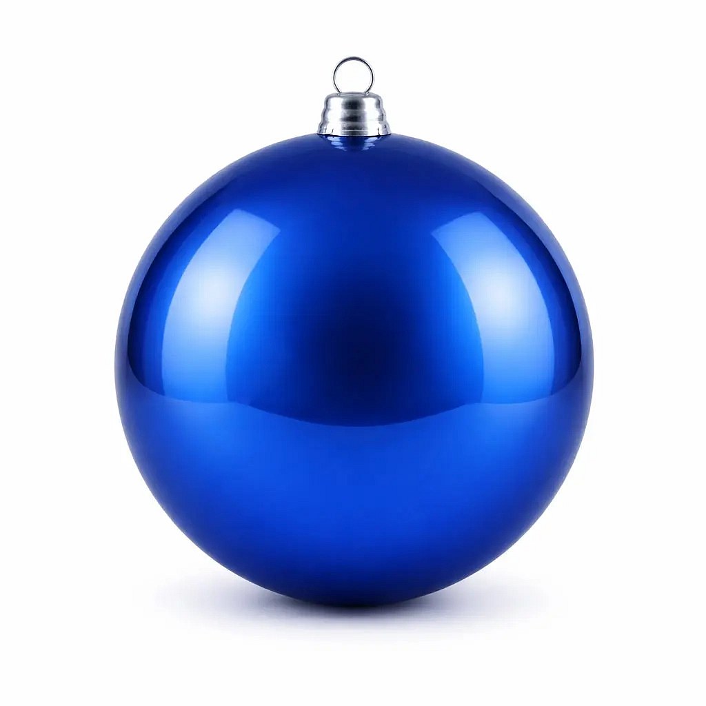 Großes Weihnachtsornament 30 cm Kunststoffkugel blau glänzend