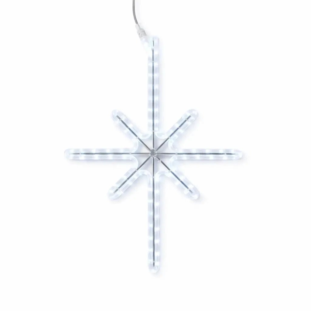 Easy Fix 2D LED-Sternenleuchte Polaris I., 49 × 55 cm, eisweiß, hängend, Aluminium