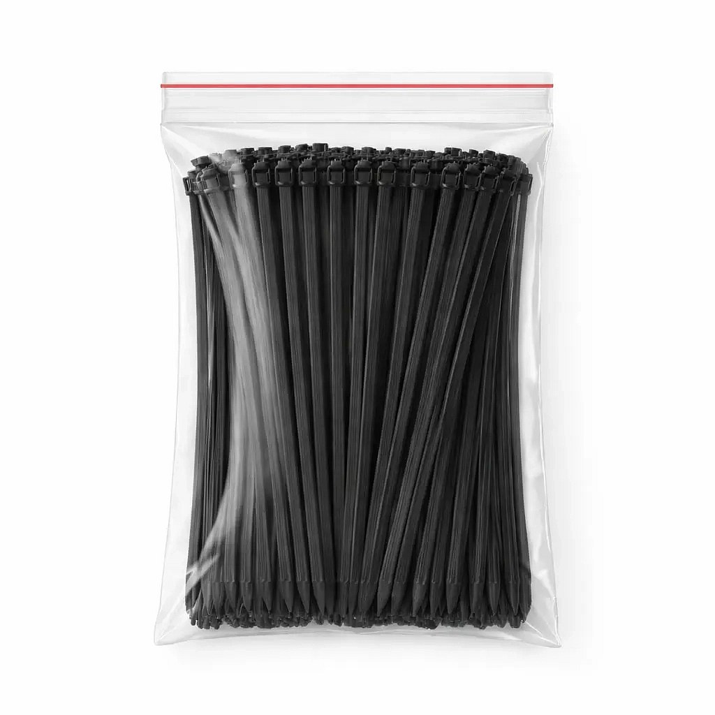Kunststoffumreifungsbänder 3,6 mm × 20 cm schwarz, Packung mit 100 Stück