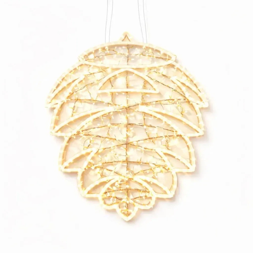 Easy Fix 2D LED-Weihnachtskegel-Dekoration 115 × 150 cm, warmweiß mit FLASH, zum Aufhängen, goldfarben, Aluminium