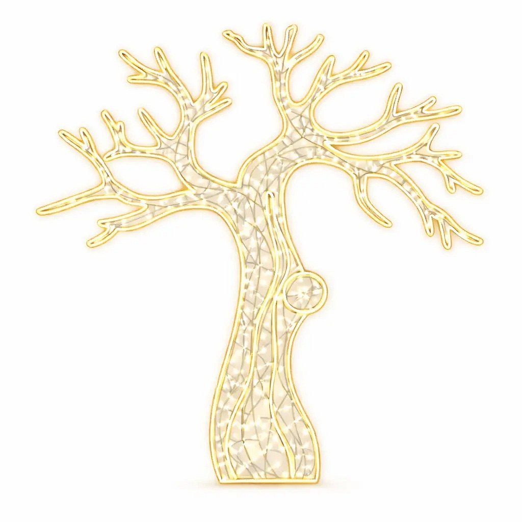 Eco Fix 2D LED-Baumleuchte, laubabwerfend, 150 × 165 × 3 cm, warmweiß, hängend, 3D-Druck