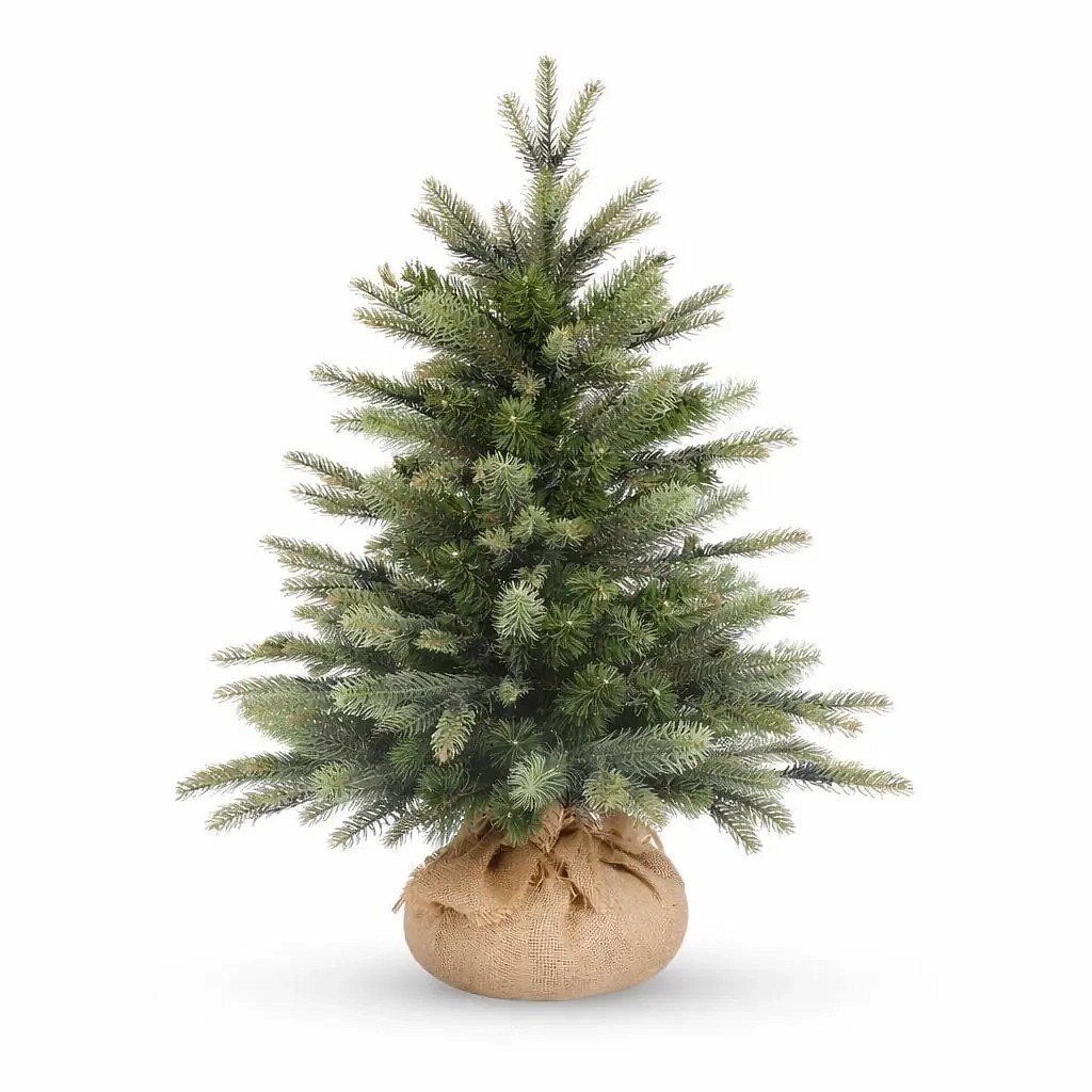 Künstlicher Weihnachtsbaum 80 cm, Penny-Fichte mit 2D- und 3D-Nadeln in Jute-Verpackung
