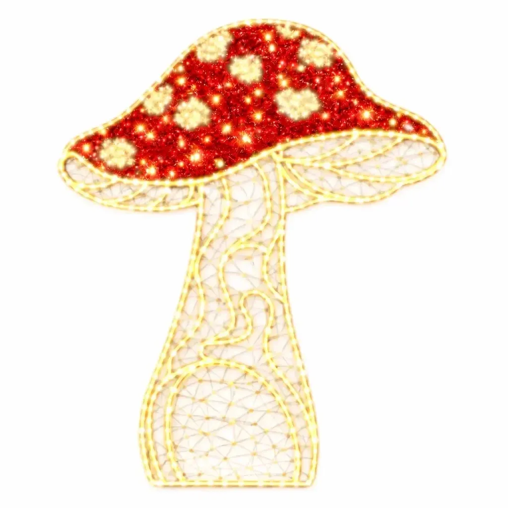 Eco Fix 2D-LED-Lichtpilz, Fliegenpilz I, 145 × 203 × 66 cm, warmweiß, freistehend, 3D-Druck