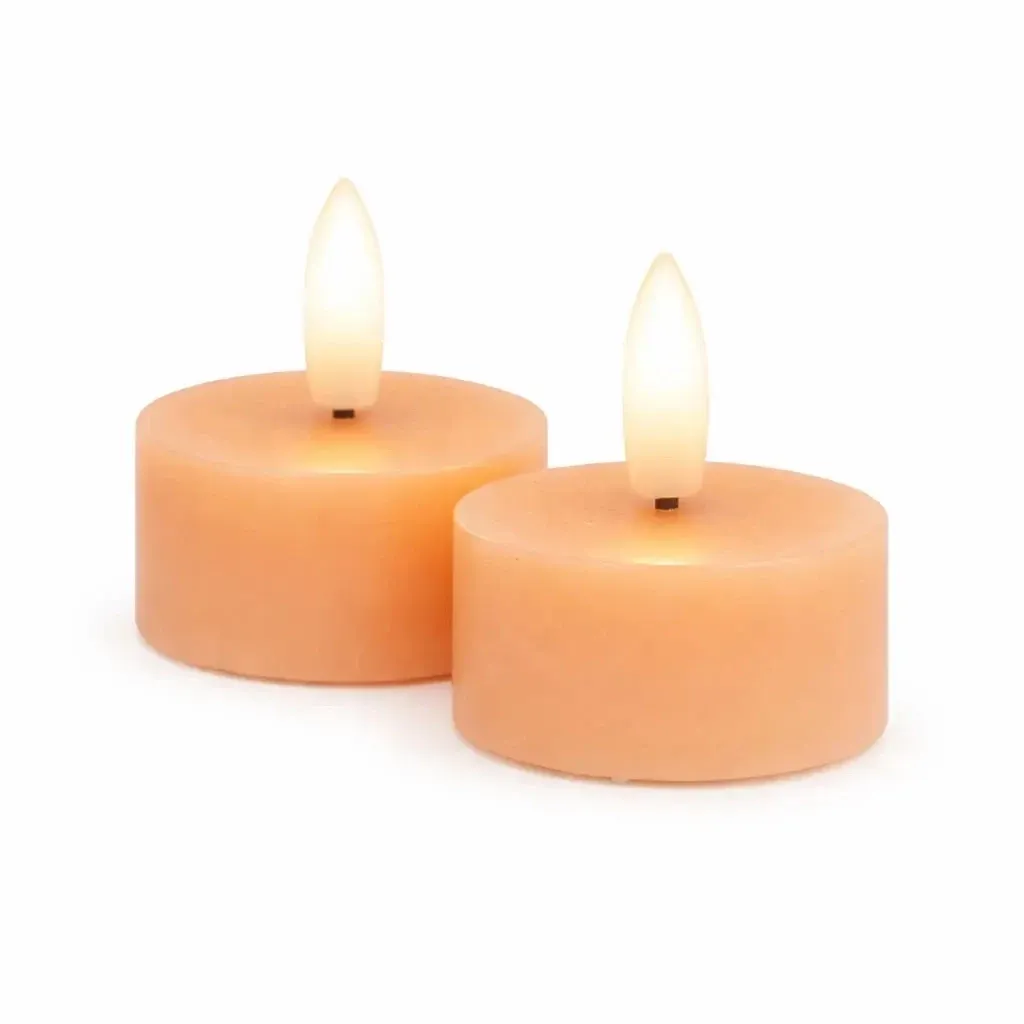 Set mit batteriebetriebenen LED-Teelichtern Sille Tealight, Ø 4,5 × 2,2 cm, pfirsichfarben, aus echtem Wachs, 2er-Pack