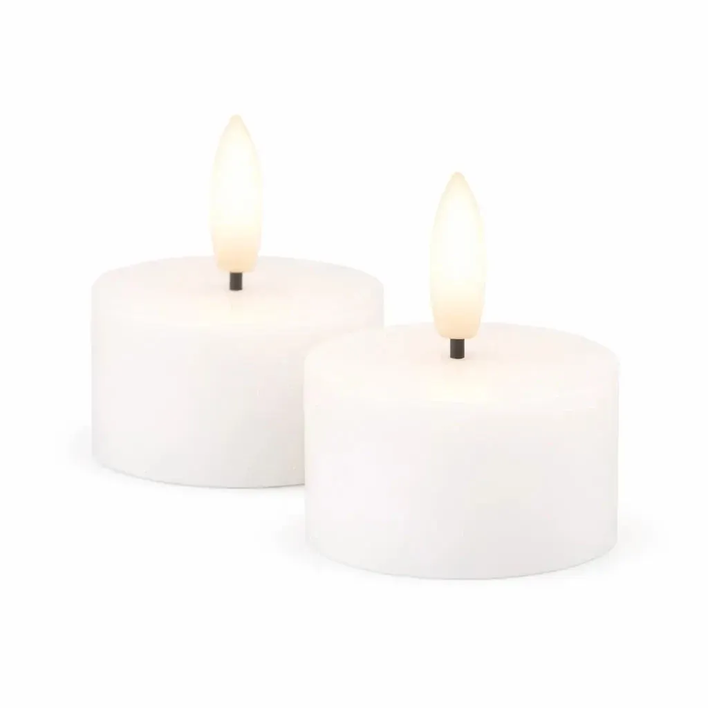 Set mit batteriebetriebenen LED-Teelichtern Sille Tealight, Ø 4,5 × 2,2 cm, weiß, aus echtem Wachs, 2er-Pack