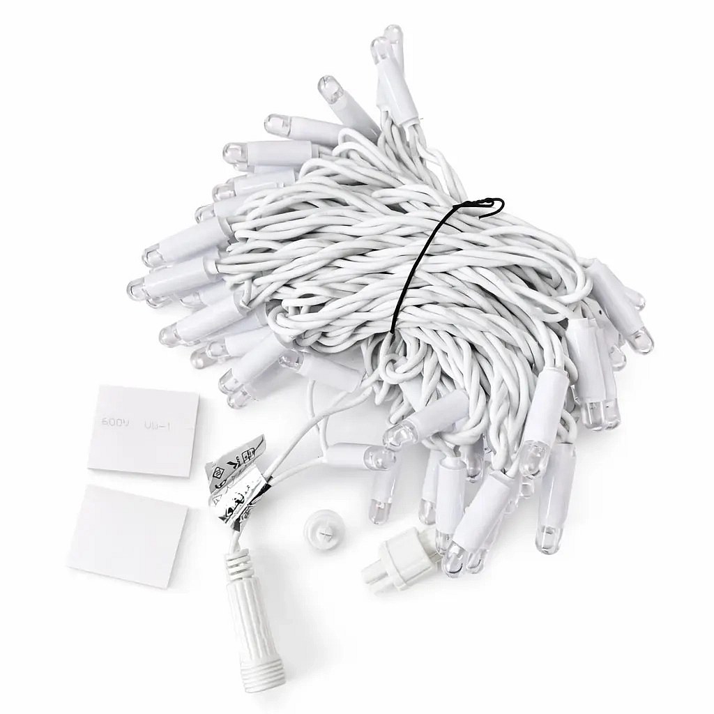 Eco fix LED-Lichterkette 10 m, 60 helle warmweiße LEDs, weißes Kabel, IP67