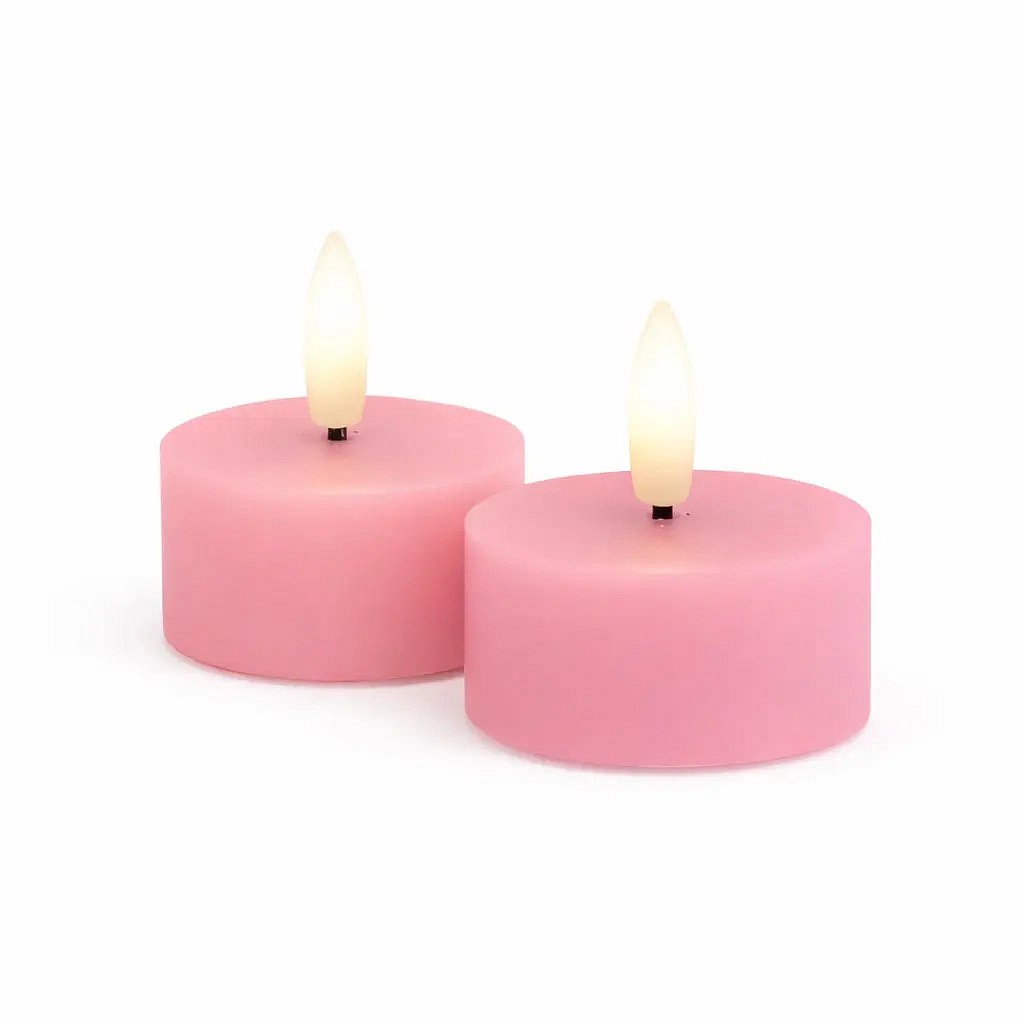 Set mit batteriebetriebenen LED-Teelichtern Sille Tealight, Ø 4,5 × 2,2 cm, altrosa, aus echtem Wachs, 2er-Pack