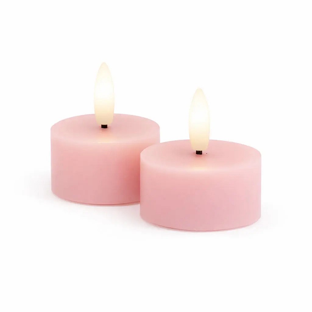 Set mit batteriebetriebenen LED-Teelichtern Sille Tealight, Ø 4,5 × 2,2 cm, hellrosa, aus echtem Wachs, 2er-Pack