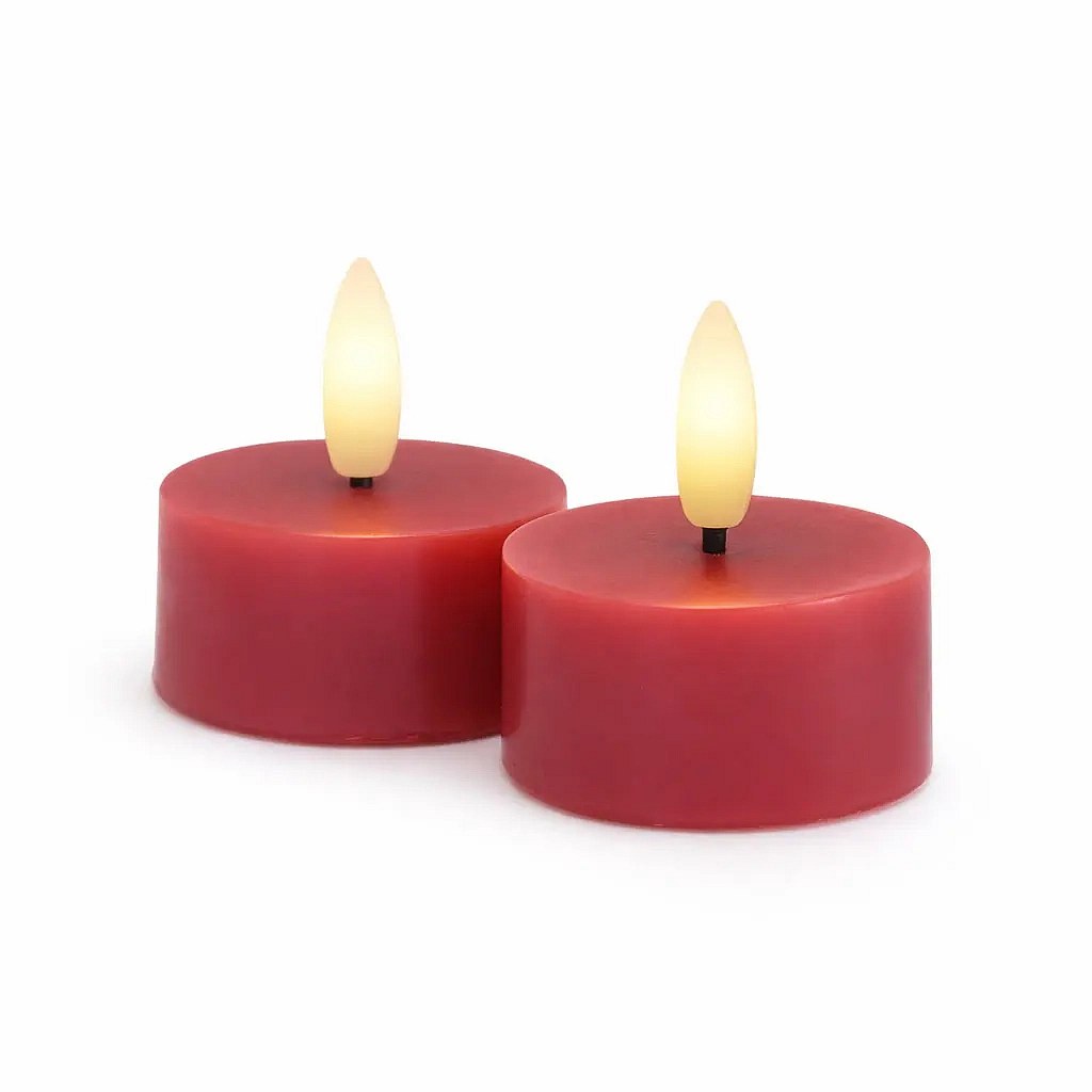 Set mit batteriebetriebenen LED-Teelichtern Sille Tealight, Ø 4,5 × 2,2 cm, Pflaume, aus echtem Wachs, 2er-Pack