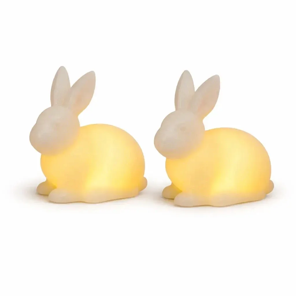 LED-Kerzen aus echtem Wachs für Batteriebetrieb, Hase, 10 × 10 × 5,5 cm, weiß, 2er-Set, CR2032