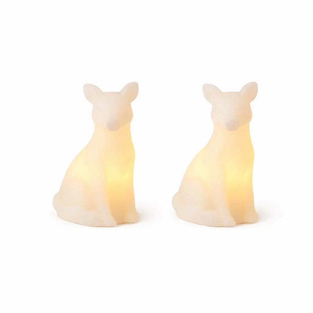 LED-Kerzen aus echtem Wachs für Batteriebetrieb, Fuchs, 7 × 10 cm, weiß, 2er-Set, CR2032