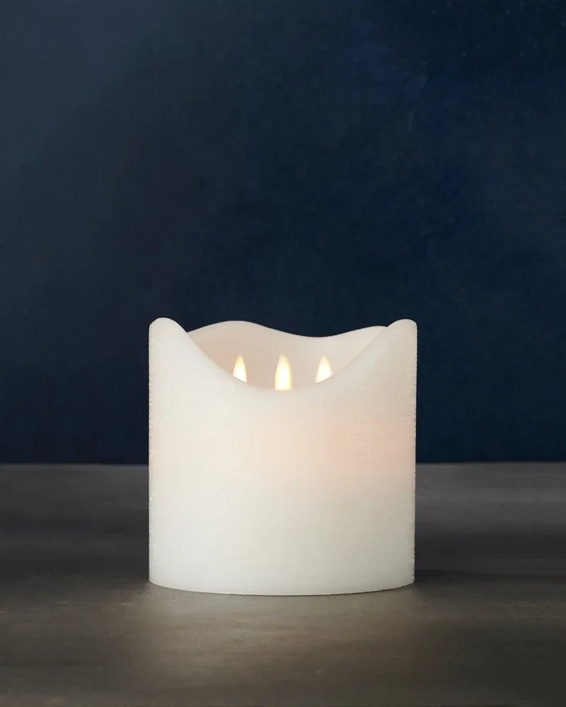 Download Wachs LED Kerze Sara exklusive 3 Dochte, 15 x 15 cm, weiß