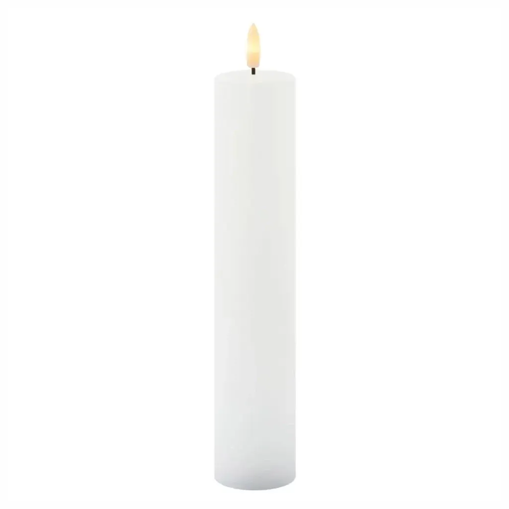 Wiederaufladbare LED-Kerze aus echtem Sille-Wachs, Ø 5 × 25 cm, weiß