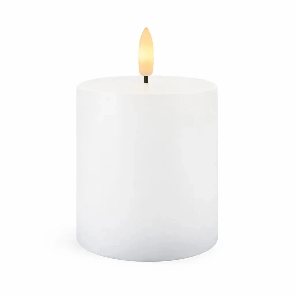 Sille LED-Ladekerze, weiß, Ø 7,5 × 10 cm, aus Wachs
