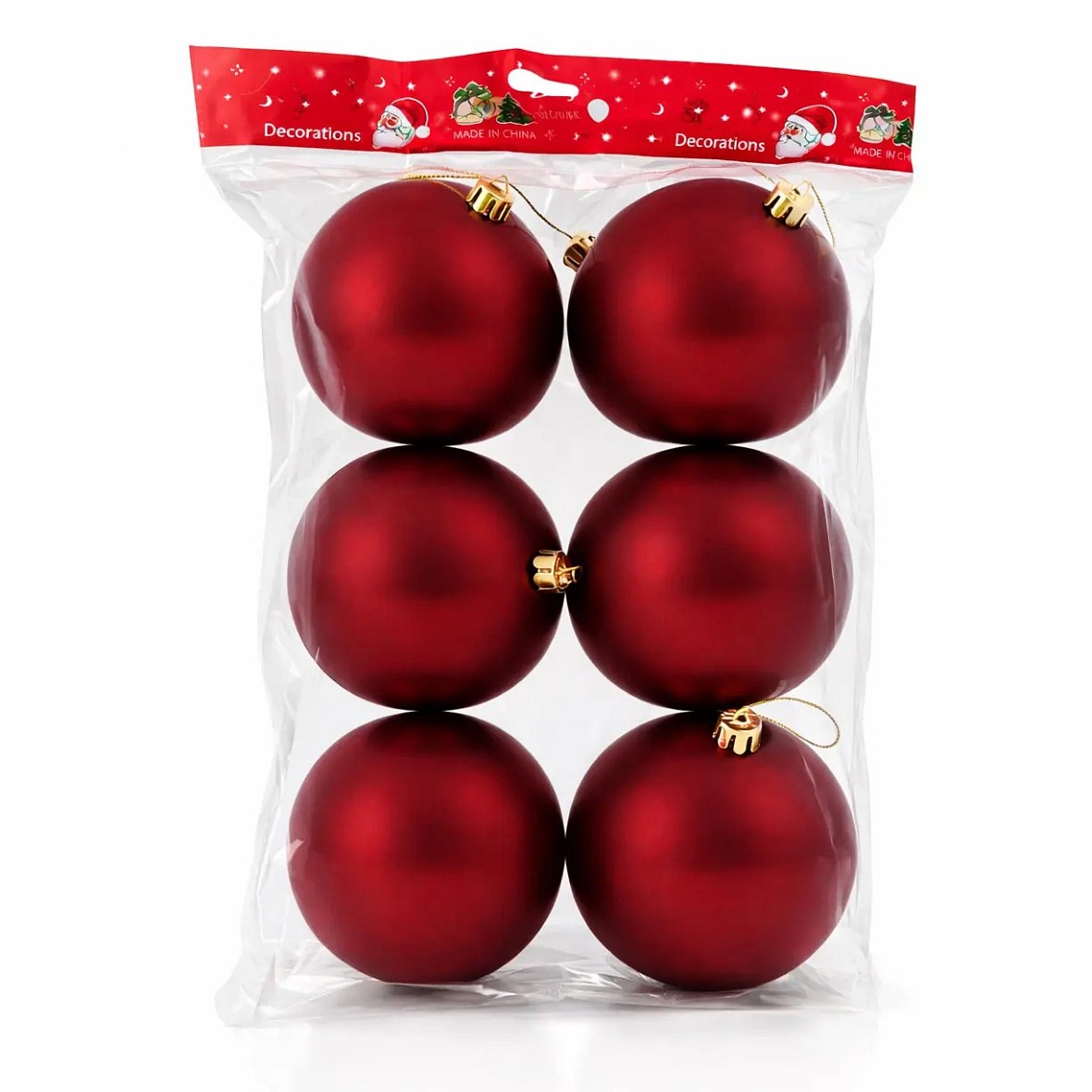 Set Weihnachtsschmuck burgunderrot matt 10 cm Kunststoffkugel, 6er-Pack