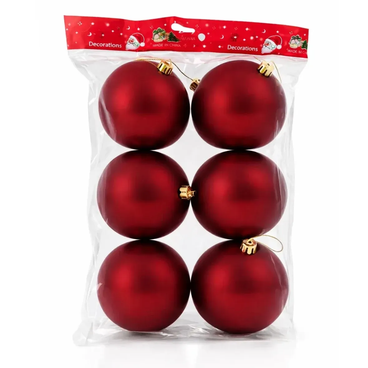 Set Weihnachtsschmuck burgunderrot matt 10 cm Kunststoffkugel, 6er-Pack