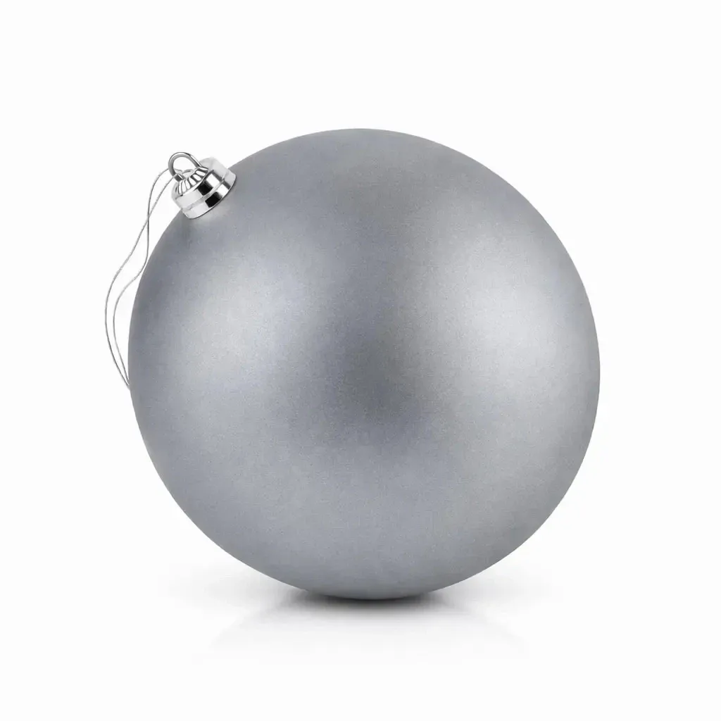 Großer Weihnachtsschmuck grau matt 20 cm Kunststoffkugel