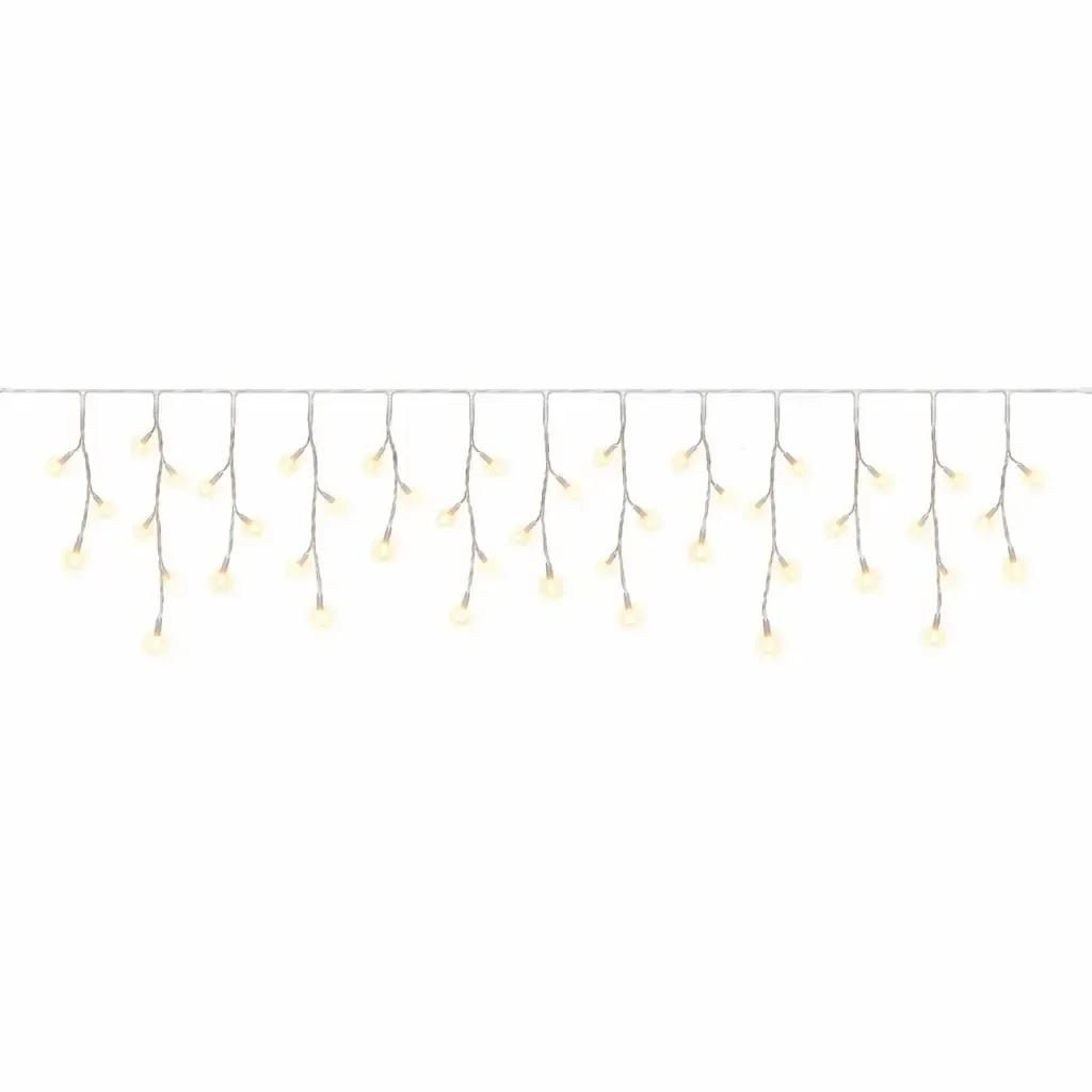 Eco Fix LED-Eiszapfen für den Außenbereich, beleuchtet, 200 × 50 cm, warmweiß, 60 LEDs, 36 V, weißes Kabel, IP44, Verlängerungskabel