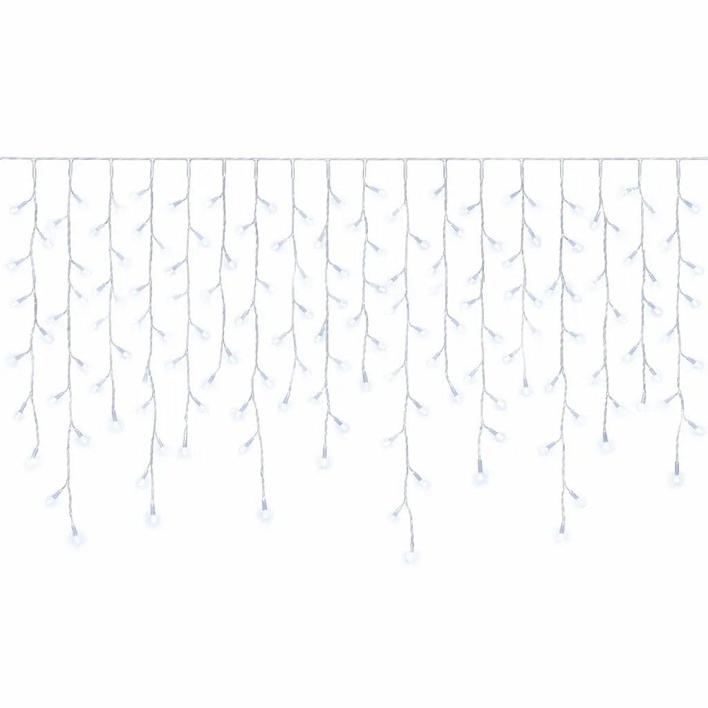 Easy Fix LED-Eiszapfenleuchten für den Außenbereich 300 × 90 cm, eisweiß, 174 LEDs, weißes IP67-Kabel, Verlängerung