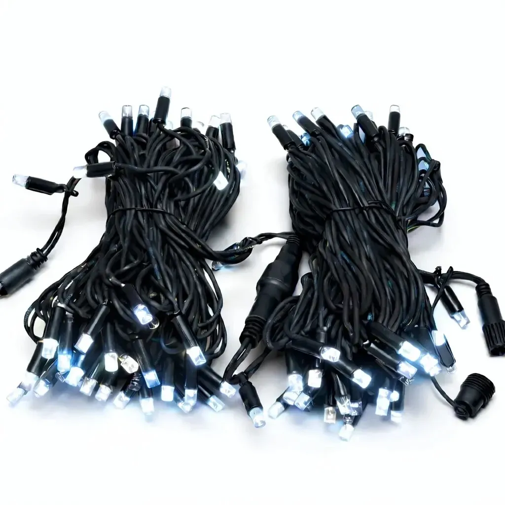 Easy Fix LED-Lichterkette, 20 m, für den Außenbereich, eisweiß, 120 LEDs, schwarzes Kabel, IP67