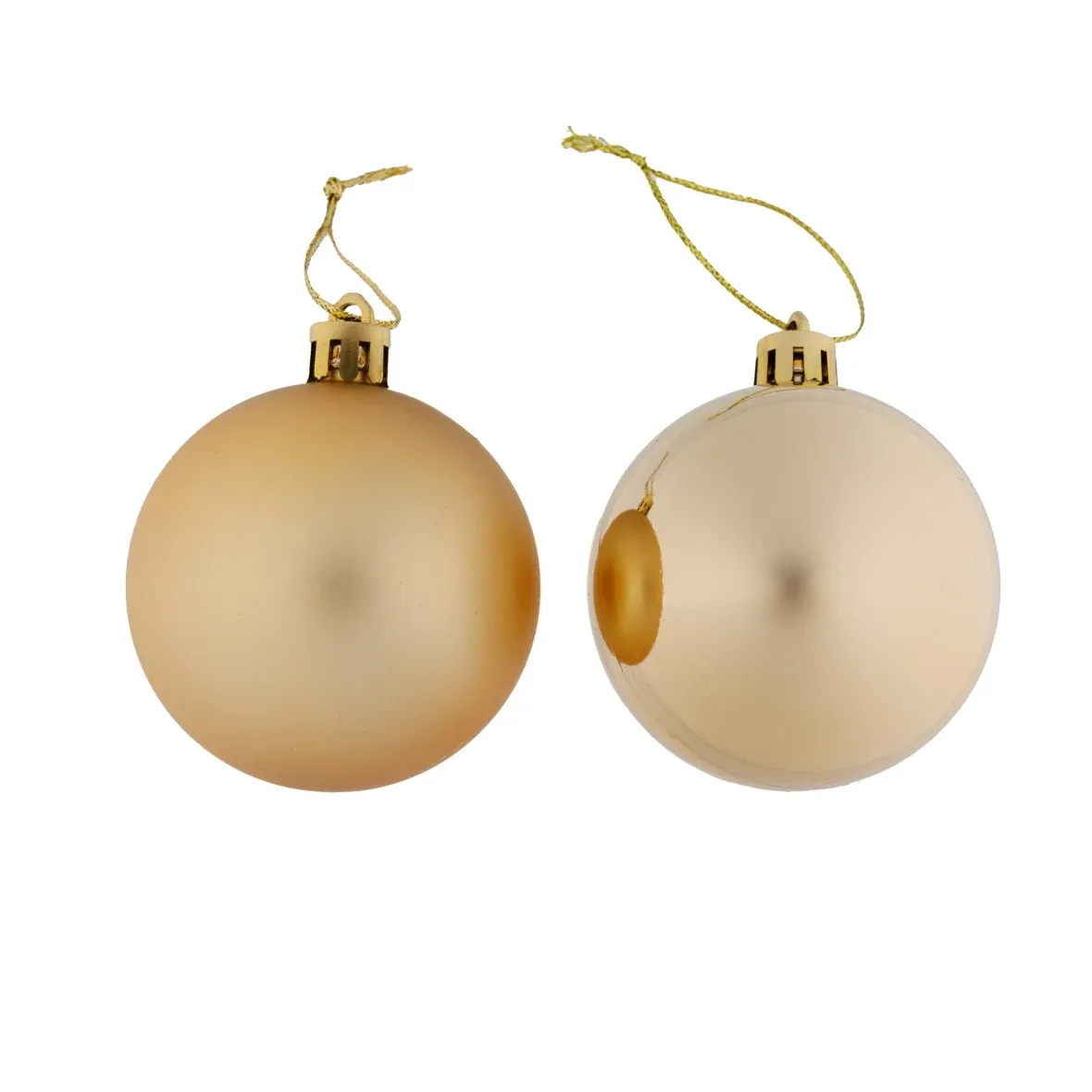 Produktion - Weihnachtsschmuck-Set gold 6 cm Kunststoffkugeln, 12× glänzend, 12× matt, Packung mit 24 Stück
