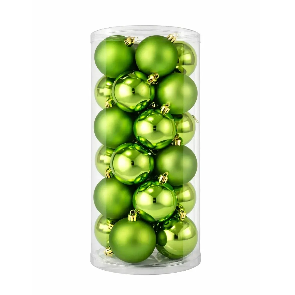 Produktion Weihnachtsschmuck-Set grün 6 cm Kunststoffkugeln, 12× glänzend, 12× matt, Packung mit 24 Stück