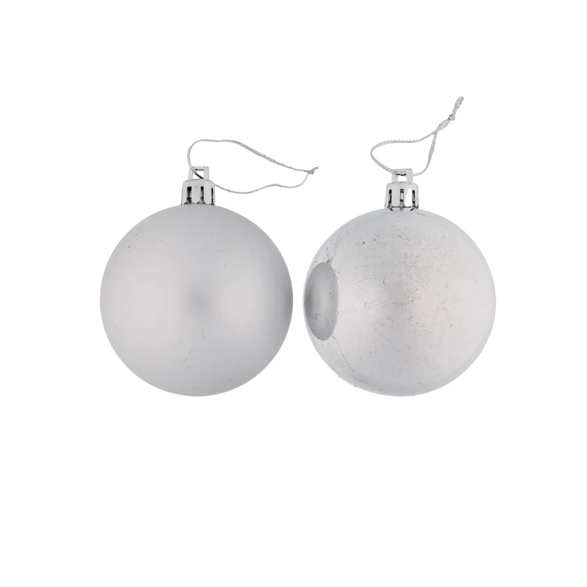 Produktion - Kunststoffkugeln, 6 cm Durchmesser, silber, 12 x glänzend, 12 x matt