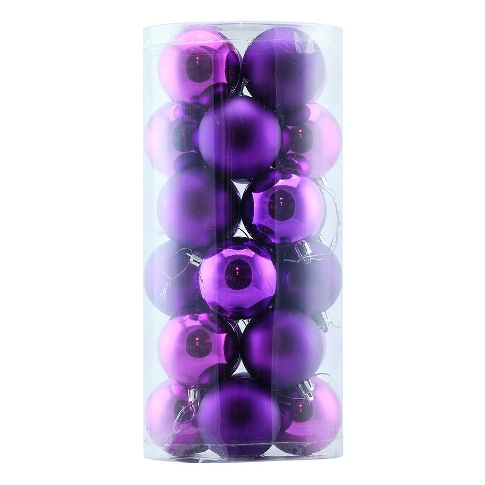 Weihnachtsschmuck-Set lila 6 cm Kunststoffkugeln, 12× glänzend, 12× matt, 24er-Pack