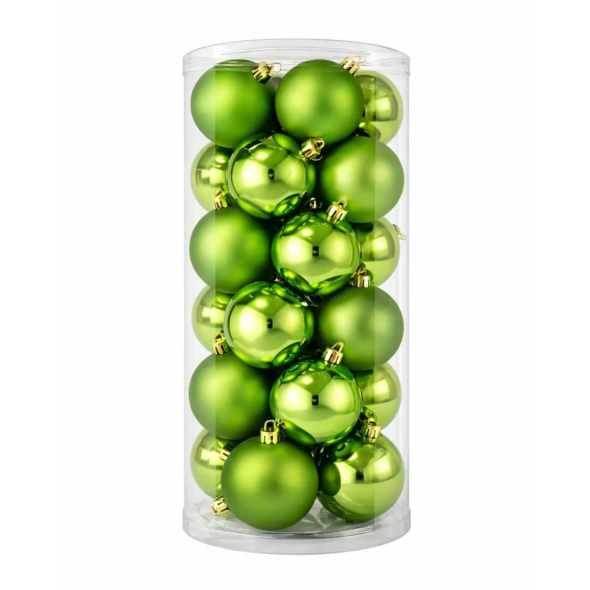 Set Weihnachtsschmuck grün 8 cm Kunststoffkugeln, 12× matt, 12× glänzend, Set mit 24 Bannern