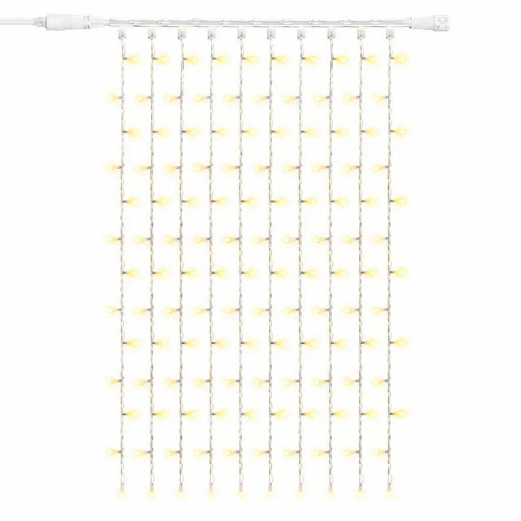 Easy Fix LED-Lichterkette für den Außenbereich, 100 × 150 cm, warmweiß mit FLASH-Effekt, 150 LEDs, weißes Kabel, IP67, Verlängerungskabel