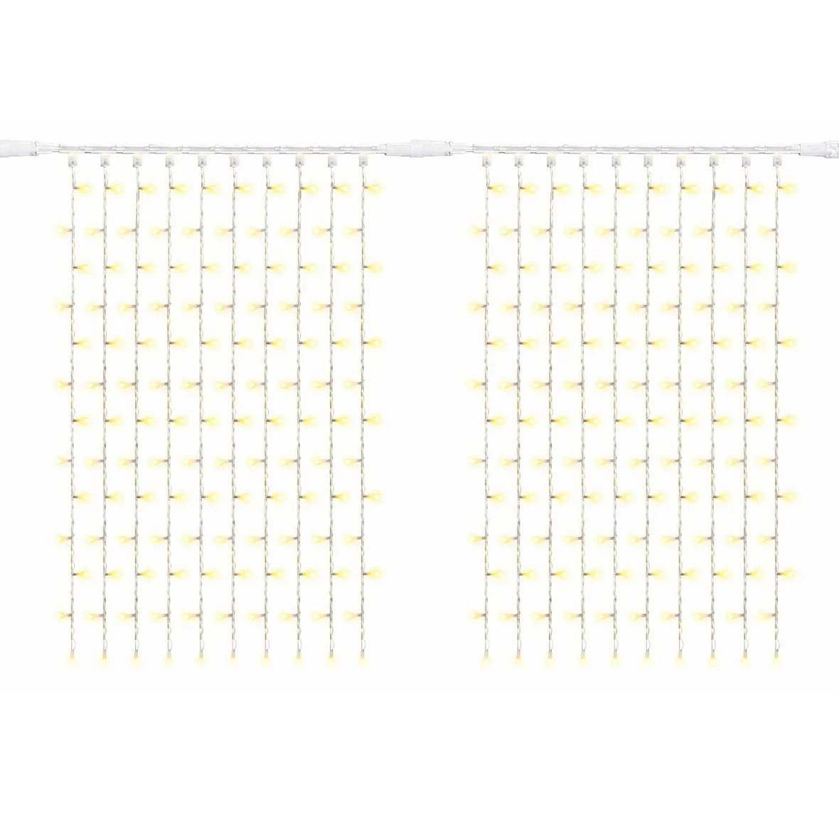 Easy Fix LED-Außenlichtvorhang 200 × 150 cm, warmweiß mit FLASH, 300 LEDs, weißes IP67-Kabel, Verlängerung