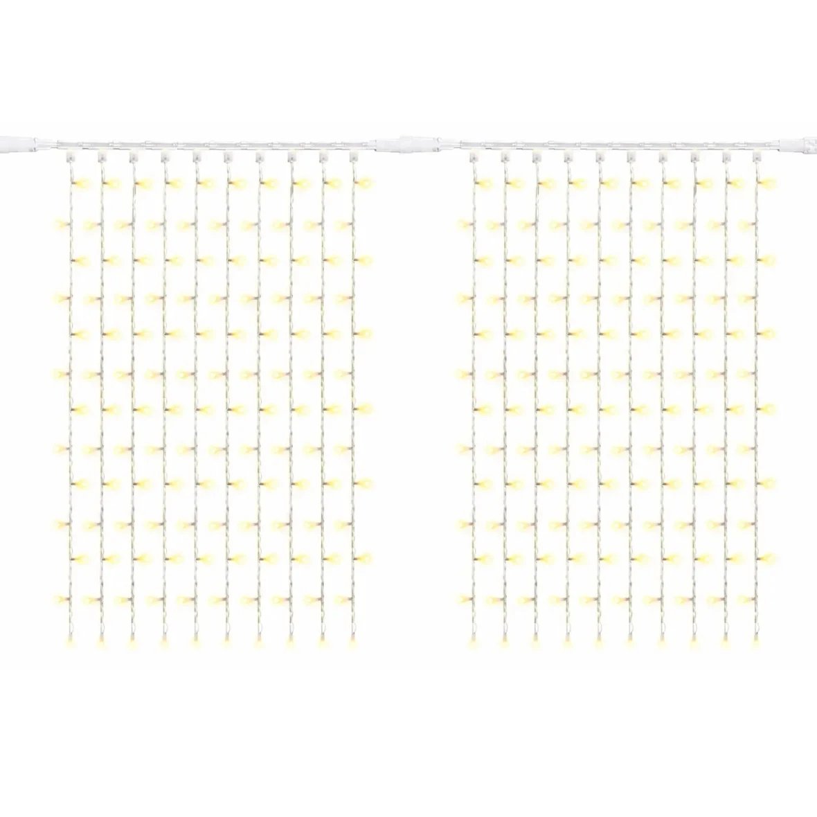 Easy Fix LED-Außenlichtvorhang 200 × 150 cm, warmweiß mit FLASH, 300 LEDs, weißes IP67-Kabel, Verlängerung